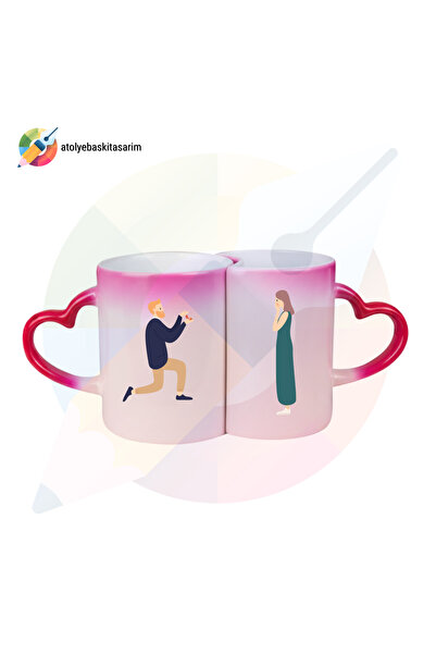 CERCİBAZAAR Magic Mug for Couples - Heat Changing Romantic Design, Special fo...