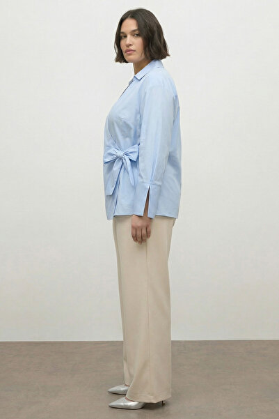 MYLİNE Poplin Blouse with Tie Detail