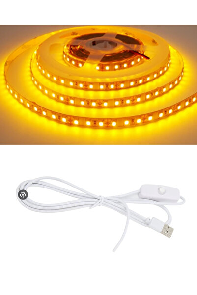 POWERR LED AYDINLATMA 5 Metre 5 Volt 2835 SMD Amber İç Mekan 60 Ledli Şerit U...