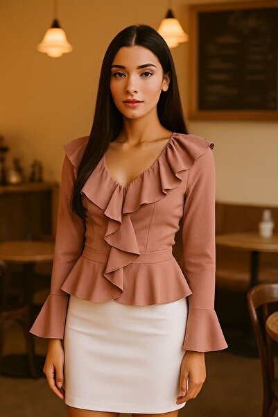 Divin store Elegant blouse with ruffles