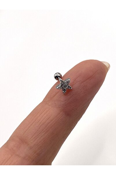 kurukafagift Helix Tragus Piercing Yıldız Figürlü Zirkon Taşlı 8 mm