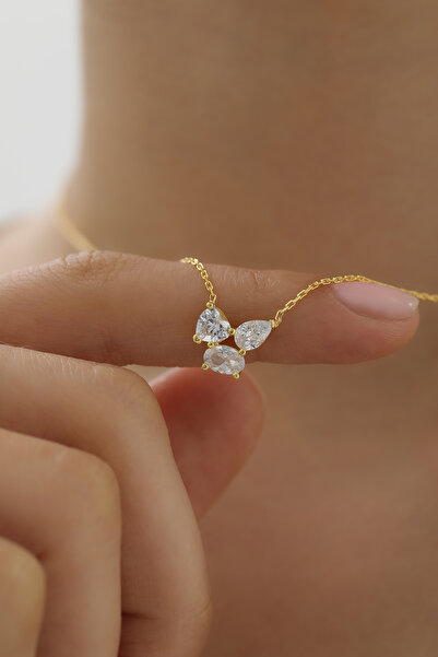 SUNSHINE 925 Ayar Gümüş Gold Kaplamalı Geometrik Tasarım Kolye