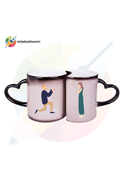 CERCİBAZAAR Magic Mug for Couples - Heat Changing Romantic Design, Special fo...