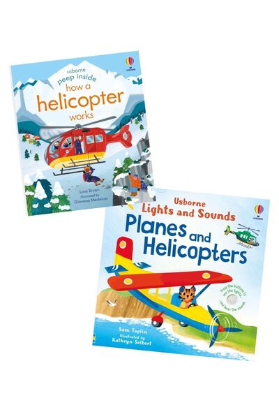 Usborne Airplanes and Helicopters Interactive Book Set – Sounds, Lights and F...