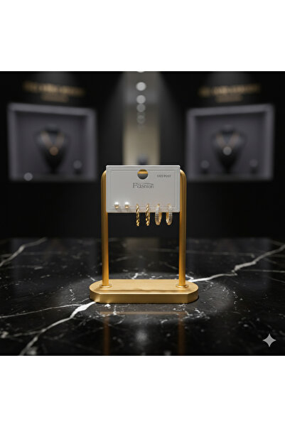 Septemmart طقم أقراط مكون من 6 قطع مرصعة بالزركون واللؤلؤ باللون الذهبي