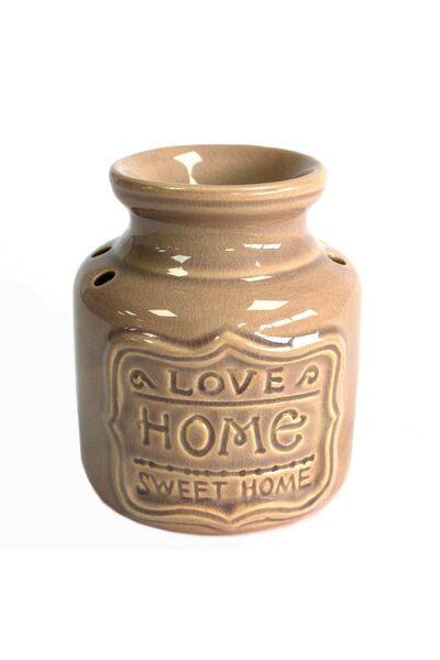 AW Gifts Lampă mare de aromaterapie ceramică - Gri - „Dragoste, casă, dulce c...