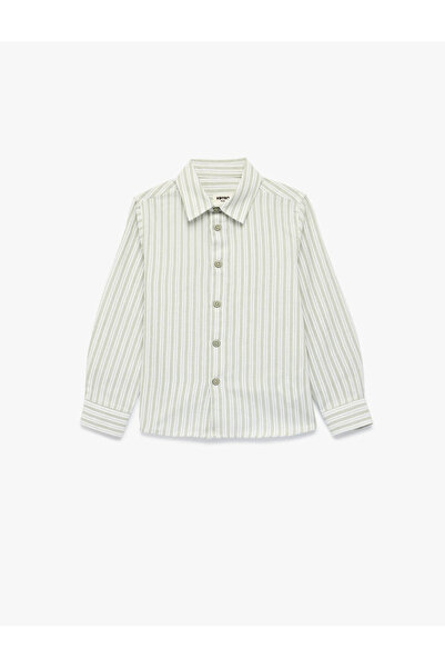 Koton Striped Green Boy's Shirt 6Skb60151Tw