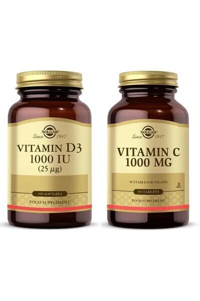 Solgar Vitamin D3 1000Iu 100 Capsules + Vitamin C 1000 Mg 90 Tablets