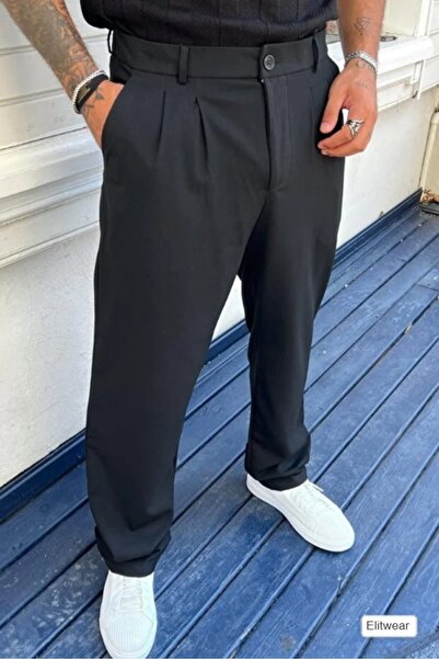 ElitWear Erkek Baggy Rahat Kalıp Pileli Salaş Pantolon