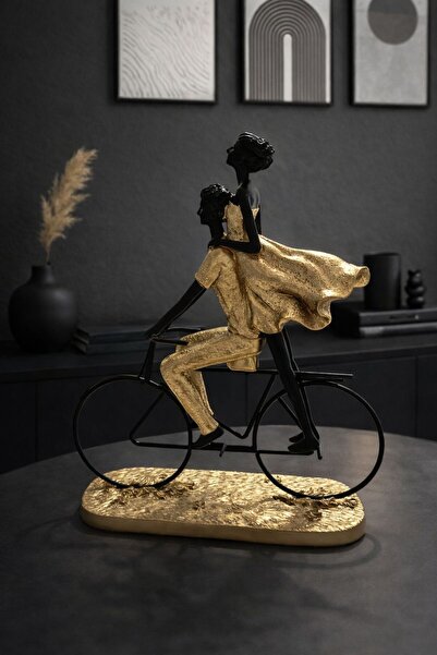 VALENZA STORE Bisiklet Süren Çift Figürü Metal Biblo Dekoratif