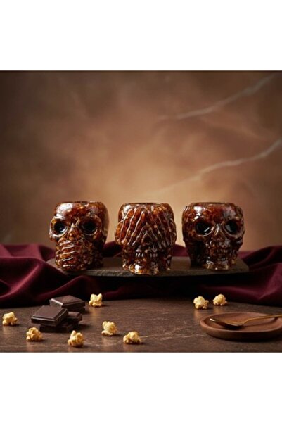 unbranded Handmade Natural Baltic Amber Skull Sculptures – Set of 3