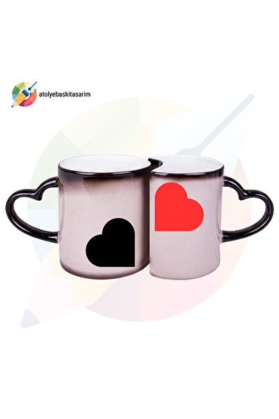 CERCİBAZAAR Magic Mug for Couples - Heat Changing Romantic Design, Special fo...