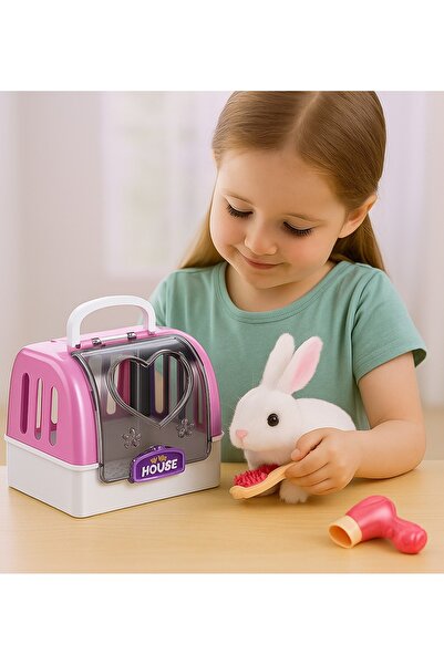 dehkah لعبة أرنب قطيفة كهربائي تفاعلي مع قفص محمول- أرنب روبوت يمشي ويقفز ويص...