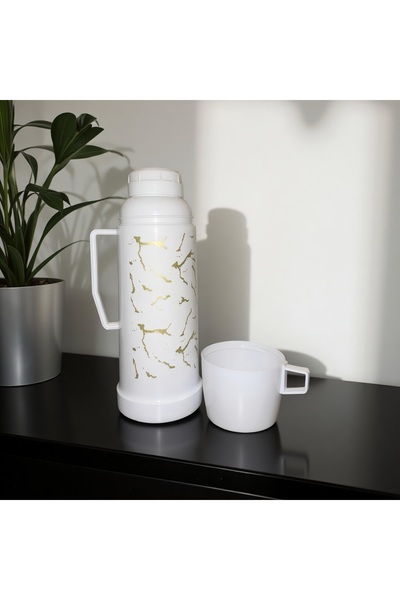 OEM Termos cu mâner și capac-cana, 0,6 L, izolare termică, design elegant alb...