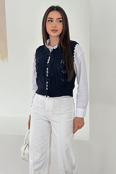 Noa&Noa Women's Pompom Knitted Sweater with Tie – Textured & Romantic Style