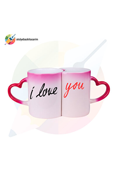 CERCİBAZAAR Magic Mug for Couples - Heat Changing Romantic Design, Special fo...