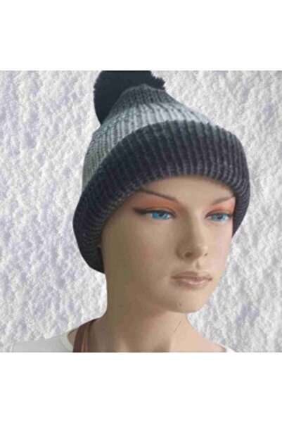 Generic Brand Hand-knitted warm winter beanie in a cozy blend of natural wool...