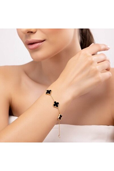 unbranded سوار أنيق بسلسلة من نبات البرسيم الأسود - مطلي بالذهب