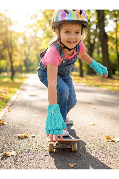 PIECE SIGNATURE قفازات أصابع مقطوعة فاخرة للمراهقين (7-10 سنوات)