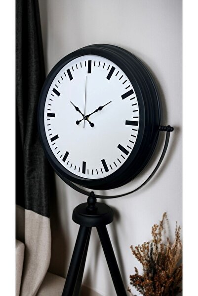 Leyaton ساعة بتصميم بسيط باللونين الأسود والأبيض مع حامل ثلاثي القوائم LWLHM-...