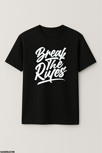 CALKARCOLLECTION تيشيرت للجنسين مقاس كبير Break The Rules