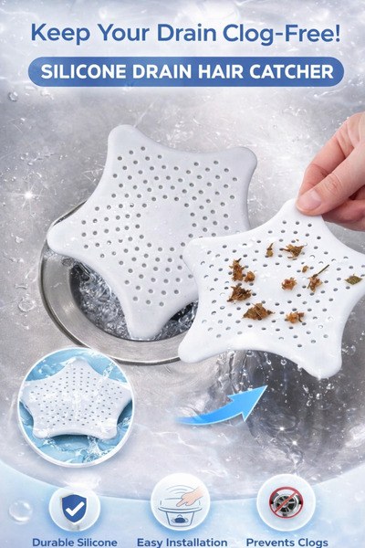 Alvin Yıldız Şekilli Silikon Lavabo Gider Süzgeci – Saç ve Atık Tutucu, Tıkan...