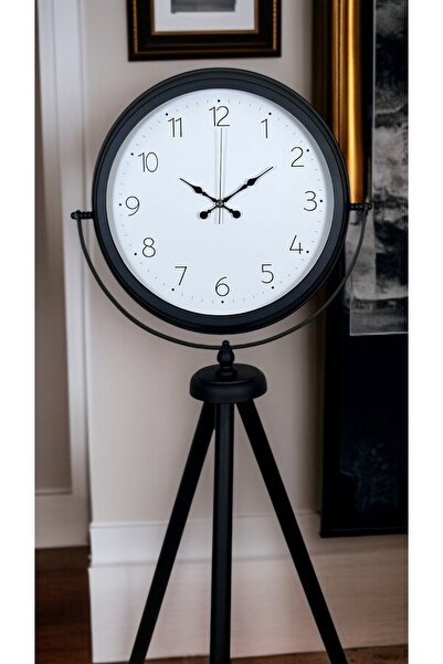 TakÇalıştır ساعة بحامل ثلاثي القوائم باللون الأسود الخالص