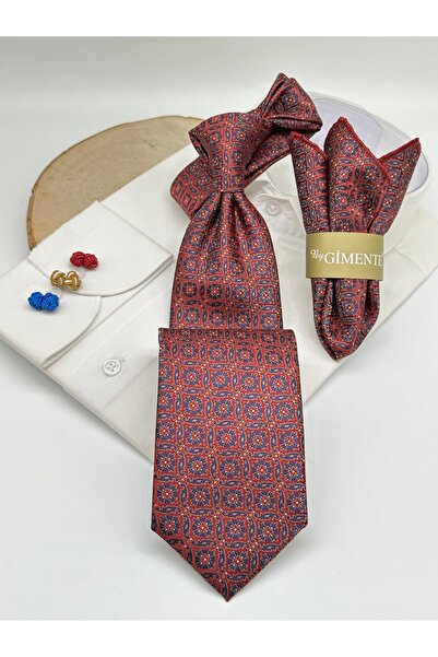Gutiero Classic Tie with Red Patterned Handkerchief