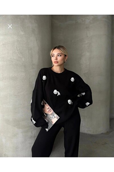 MADAM PARS Cute Panda Patterned Knitwear Set – 4 Color Alternative Combinations