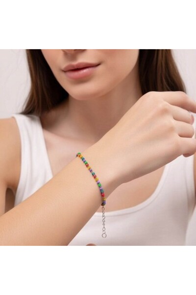 unbranded Multicolor Beaded Chain Bracelet with Adjustable Extension – Women’...