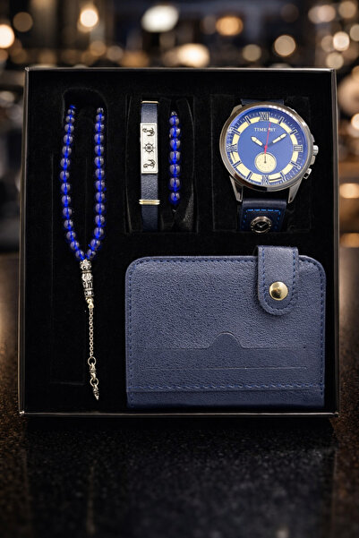 TEKMAKG Erkek Kol Saati Cüzdan Tesbih Bileklik Hediye Seti Analog Saat Takım