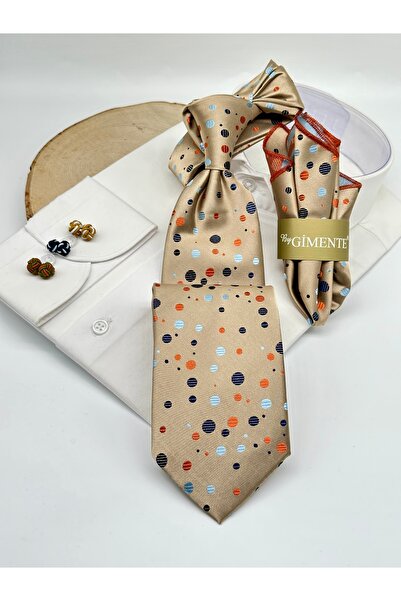 Gutiero Classic Tie with Mink Polka Dot Handkerchief
