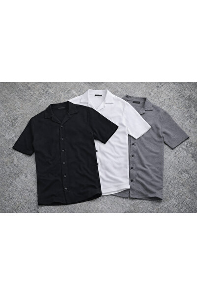 OTAKU Premium 3-Piece Economical Set Waffle Pattern Men's Shirts – Summer, Co...