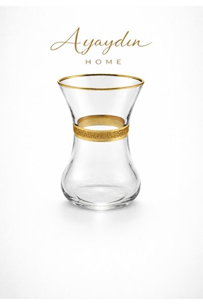 Paşabahçe İnce Belli Krikle Altın Çay Bardağı 6’lı Set - Ayaydın Home