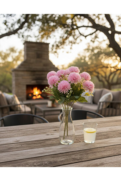 BUKET X Yapay 9 Dallı Pembe Dekoratif Kasımpatı Demeti