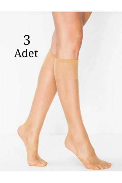 novella group Süper 3'lü İnce Ten Rengi Diz Altı Çorap