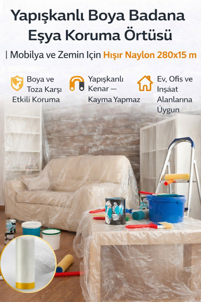 Hane Dostu Yapışkanlı Boya Badana Eşya Koruma Örtüsü | Mobilya ve Zemin İçin ...