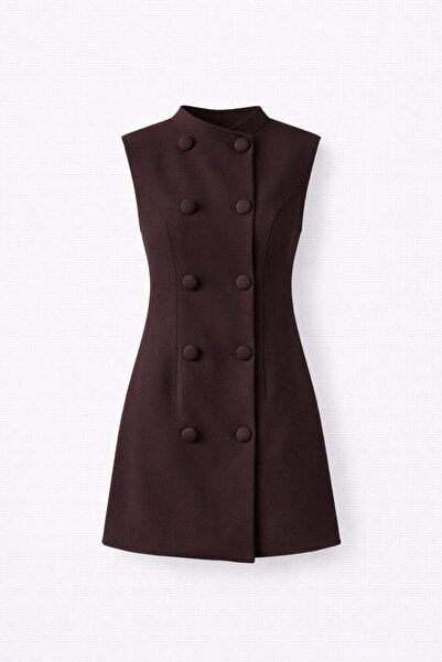 HAZELANNA Plum Buttoned Dress