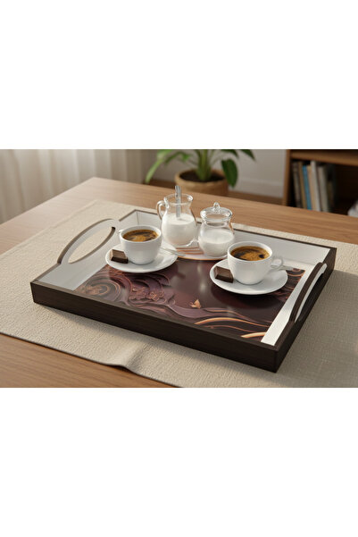 shop BSD Dekoratif Kuş ve Çiçek Baskılı Tepsi