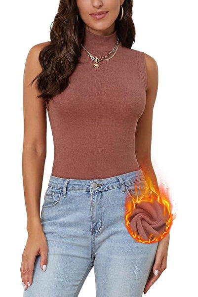 OEM Women's sleeveless sports tops, body-hugging, brown M