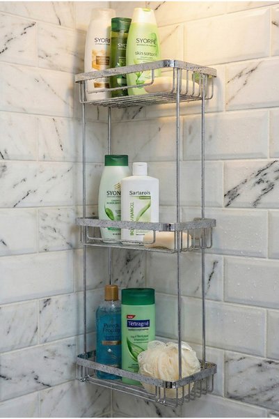 BanyomHome Chrome Stainless Steel Sus304 Quality Taci 3-Piece Shampoo Dispenser Bathroom Shelf