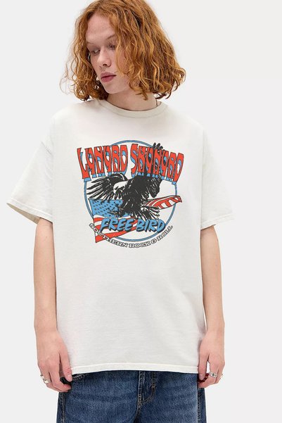 Tee&more. Unisex Oversize Μπλουζάκι Premium με στάμπα Lynyrd Skynyrd Free Bird