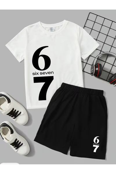 Cevval طقم تي شيرت وشورت جيب للأطفال