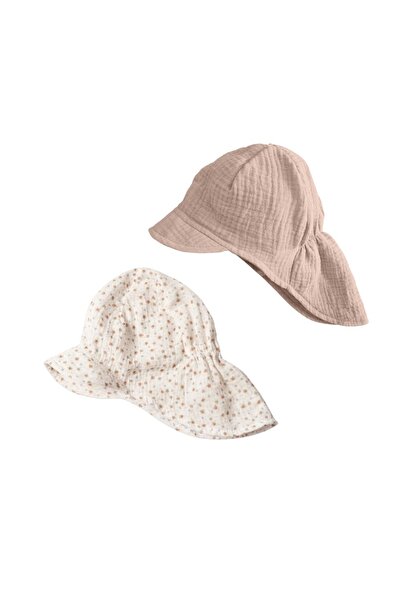 Kidizi Set of 2 double muslin caps Maitre 1-3 years, Tiny Flowers Natur