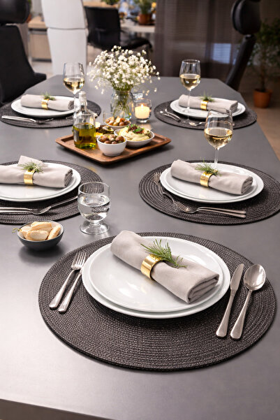 LİSYA HOME Simli Siyah Supla,Amerikan Servis ,Sofra Düzeneni