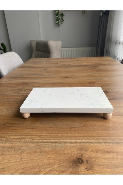 Nexa Doğaltaş Ayaklı Mermer Sunumluk ve Yağdanlık Altlığı – 25x15 cm Dikdörtg...