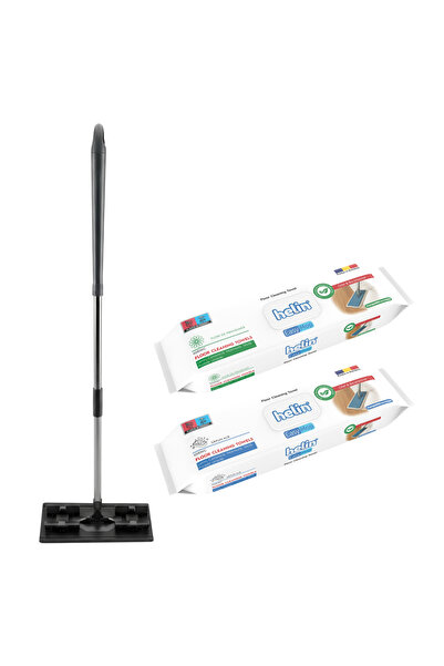Helin SET Mop Plat + 2X36 Buc Servetele umede pentru mop, suprafete multiple,...
