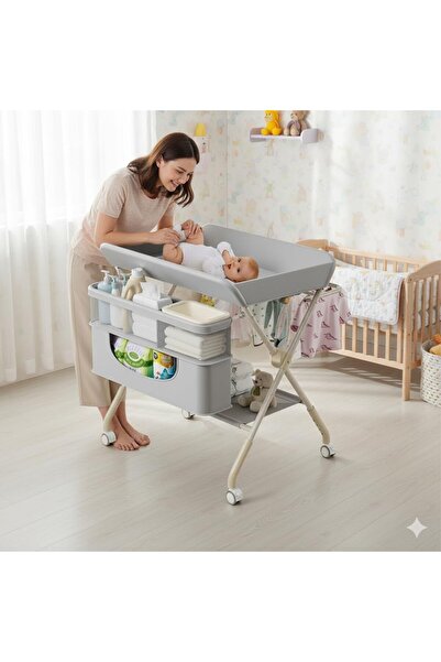 AyrStore Portatif Bebek Alt Değiştirme Bakım Masası Sepetli Organizer Katlana...