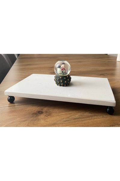 Nexa Doğaltaş Ayaklı Mermer Sunumluk ve Yağdanlık Altlığı – 25x15 cm Dikdörtg...