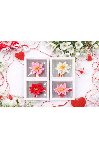 OEM Handmade scented soap martisors in a white display box, 4 pieces per set ...